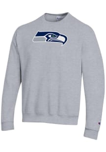 Champion Seattle Seahawks Mens Grey Powerblend Long Sleeve Crew Sweatshirt