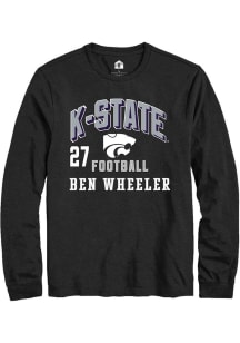 Ben Wheeler K-State Wildcats Black Football NIL Arch Logo Long Sleeve Player T Shirt