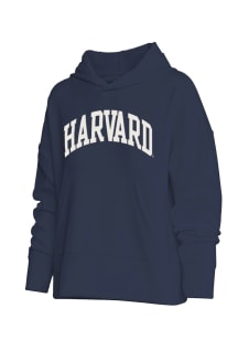 Harvard Crimson Womens Navy Blue Camp Cashmere Hooded Sweatshirt