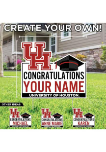 Houston Cougars Personalized Congratulations Grad Yard Sign - White