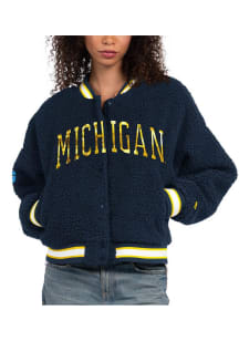 Starter Michigan Wolverines Womens Navy Blue Interception Light Weight Jacket