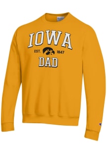 Champion Iowa Hawkeyes Mens Gold Est Date Dad Powerblend Long Sleeve Crew Sweatshirt