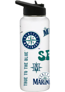 Seattle Mariners Let's Go Team  34oz Quencher Stainless Steel Bottle - White