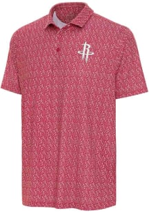 Antigua Houston Rockets Mens Red Botanic Short Sleeve Polo