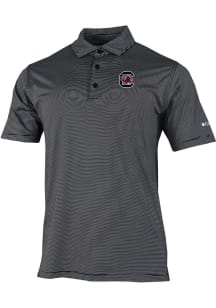 Columbia South Carolina Gamecocks Mens Black Heat Seal Double Hit Short Sleeve Polo