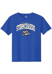 Summit Sportswear Omaha Storm Chasers Youth Blue Arch Mascot Short Sleeve T-Shirt