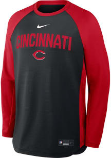 Nike Cincinnati Reds Mens Black Authentic Collection Mid Weight Long Sleeve Sweatshirt