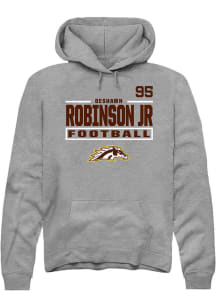 DeShawn Robinson Jr Western Michigan Broncos Mens Grey Football NIL Stacked Box Player Hood