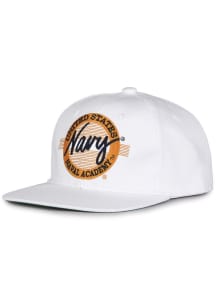 Navy Midshipmen Retro Circle Adjustable Hat - White