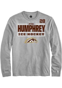 Ryan Humphrey Western Michigan Broncos Grey NIL Stacked Box Long Sleeve Player T Shirt