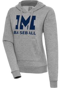 Antigua Michigan Wolverines Womens Grey Heather Baseball Victory Hooded Sweatshirt