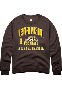 Michael Brescia Western Michigan Broncos Mens Brown Football NIL Arch Logo Player Crew