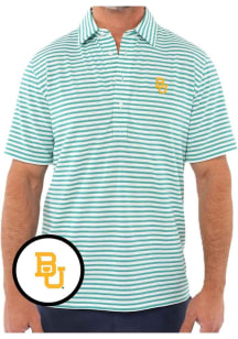 Baylor Bears Mens White Range Davis Stripe Short Sleeve Fashion Polo