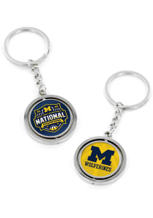 Michigan Wolverines Spinning 2026 MBB Nat Champ Keychain - Blue