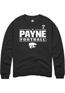 VJ Payne  Rally K-State Wildcats Mens Black Football NIL Stacked Box Long Sleeve Crew Sweatshirt
