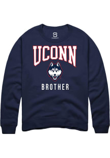 Summit Sportswear UConn Huskies Mens Navy Blue Brother Long Sleeve Crew Sweatshirt
