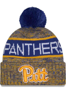 New Era Pitt Panthers Blue Tri Color Cuff Pom Mens Knit Hat