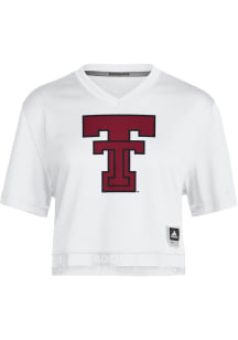 Texas Tech Red Raiders Womens Adidas Crop Fashion Football Jersey - White