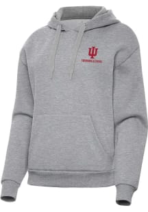 Antigua Indiana Hoosiers Womens Grey Heather Swim and Dive Victory Hooded Sweatshirt