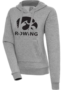 Antigua Iowa Hawkeyes Womens Grey Heather Rowing Victory Hooded Sweatshirt