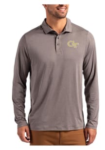 Cutter and Buck GA Tech Yellow Jackets Mens Graphite Coastline Long Sleeve Polo Shirt