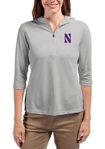 Cutter and Buck Northwestern Wildcats Womens Anthracite Virtue Eco Pique Hooded Sweatshirt