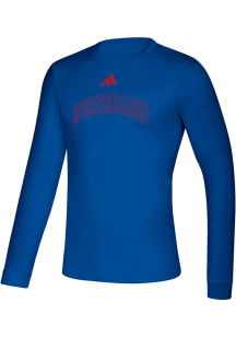 Adidas Tulsa Golden Hurricane Blue Heat Seal Creator Long Sleeve T-Shirt