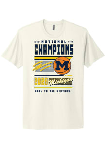 Summit Sportswear Michigan Wolverines Natural MBB National Champs 2026 Magazine Short Sleeve T Shi..