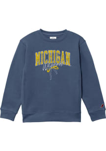 Michigan Wolverines Girls Blue Team Script Long Sleeve Sweatshirt