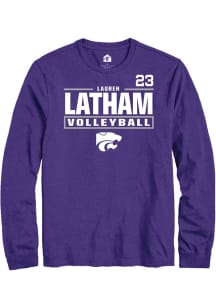 Lauren Latham K-State Wildcats Purple NIL Stacked Box Long Sleeve Player T Shirt