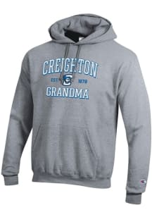 Champion Creighton Bluejays Mens Grey Est. Date Grandma Powerblend Long Sleeve Hoodie