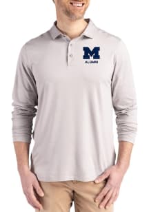 Cutter and Buck Michigan Wolverines Mens Grey Alumni Coastline Long Sleeve Polo Shirt
