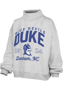 Pressbox Duke Blue Devils Womens Ash Lingo Mock Neck Crew Sweatshirt