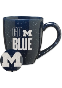 Michigan Wolverines Go Blue 16oz Speckle Ceramic Mug - Navy Blue