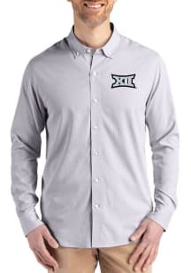 Cutter and Buck Big 12 Mens Graphite Epic Confidence Pinstripe Long Sleeve Dress Shirt