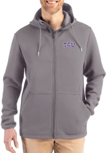 Cutter and Buck TCU Horned Frogs Mens Graphite Epic Comfort Full Zip Light Weight Jacket