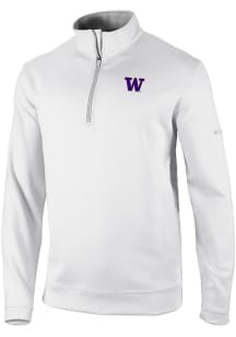 Columbia Washington Huskies Mens White Heat Seal Omni Wick Wickhams Hills Long Sleeve Qtr Zip Pull..