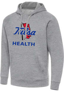 Antigua Tulsa Golden Hurricane Mens Grey Heather Tulsa Health  Victory Long Sleeve Hoodie