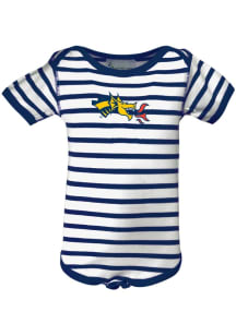 Drexel Dragons Baby Navy Blue Skylar Stripe Short Sleeve One Piece