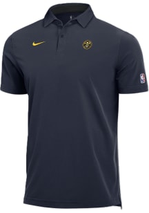 Nike Denver Nuggets Mens Navy Blue Primary Logo Short Sleeve Polo