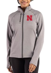 Cutter and Buck Nebraska Cornhuskers Womens Graphite Peshastin Long Sleeve Full Zip Jacket