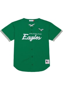 Mitchell and Ness Philadelphia Eagles Mens Kelly Green Head Coach Baseball Jersey