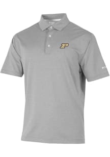 Columbia Purdue Boilermakers Mens Grey Sand Tee Short Sleeve Polo