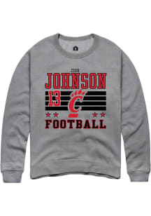 Zion Johnson Cincinnati Bearcats Mens Grey Football NIL Striped Player Crew