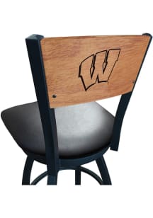 Wisconsin Badgers Vinyl Seat Maple Back Swivel Pub Stool - Black