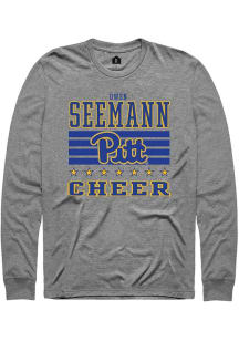 Owen Seemann Pitt Panthers Grey NIL Striped Long Sleeve Player T Shirt