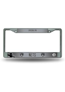 Brooklyn Nets Decal Chrome License Plate Frame - Silver