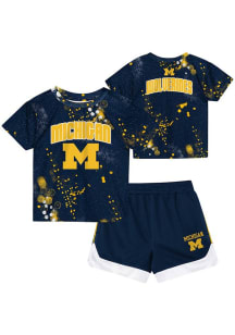 Michigan Wolverines Toddler Navy Blue Home Plate Set Top and Bottom