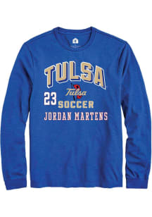 Jordan Martens Tulsa Golden Hurricane Blue NIL Arch Logo Long Sleeve Player T Shirt