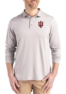 Cutter and Buck Indiana Hoosiers Mens Grey Coastline Long Sleeve Polo Shirt